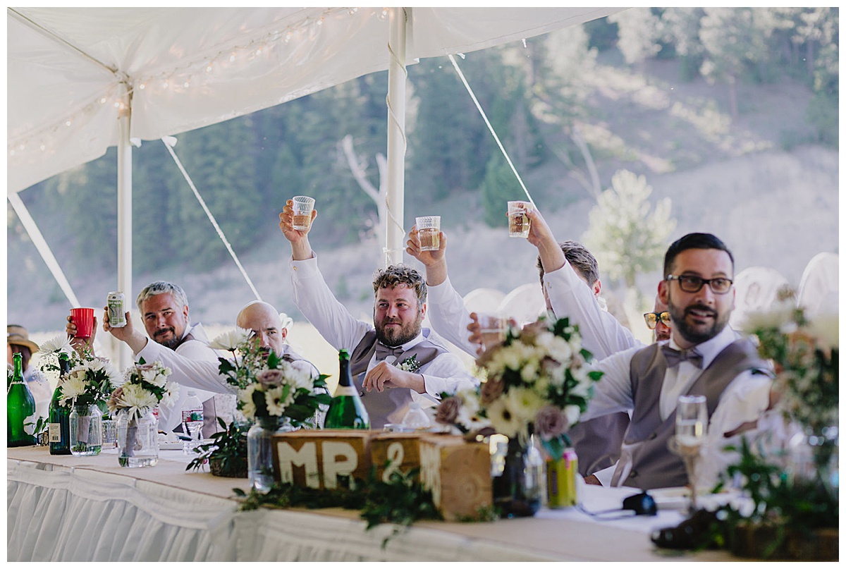 Cheers at Missoula Montana wedding reception
