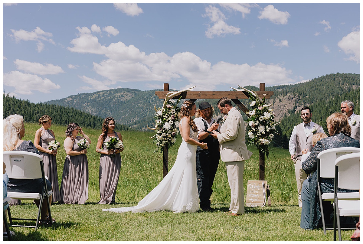 Bride and groom vows at Montana wedding