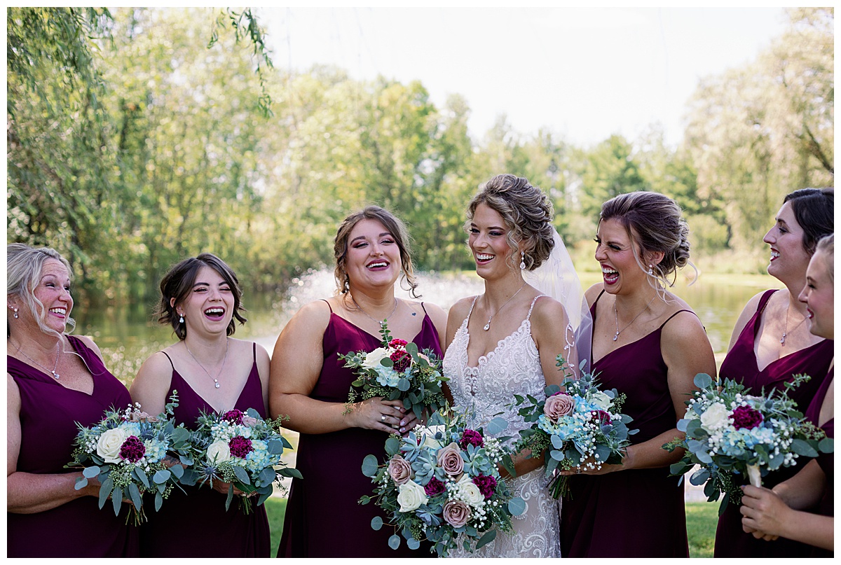 Wisconsin wedding bridesmaids laughing