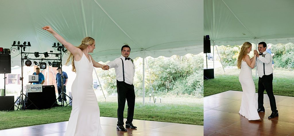 first dance for tent backyard wedding