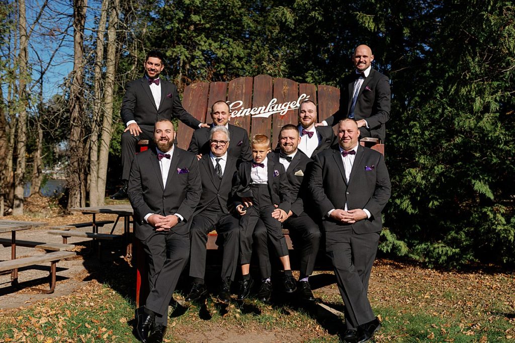  Groomsmen at campground wedding in Wisconsin